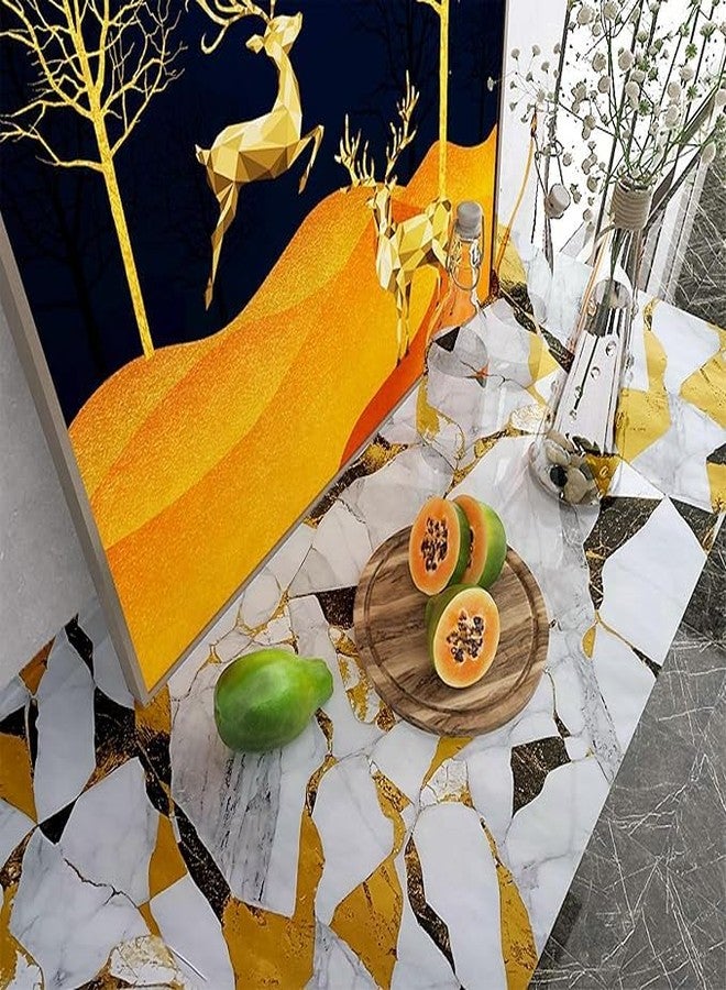 FLETIX Premium Wall Stickers DIY Vinyl Marble Peel and Stick Waterproof Wallpaper for Home-Office-Bedroom Kitchen Countertop Wooden Furniture Oil Proof Kitchen Stickers (1, Gold Terrazzo(60X200cm)) - Image 3